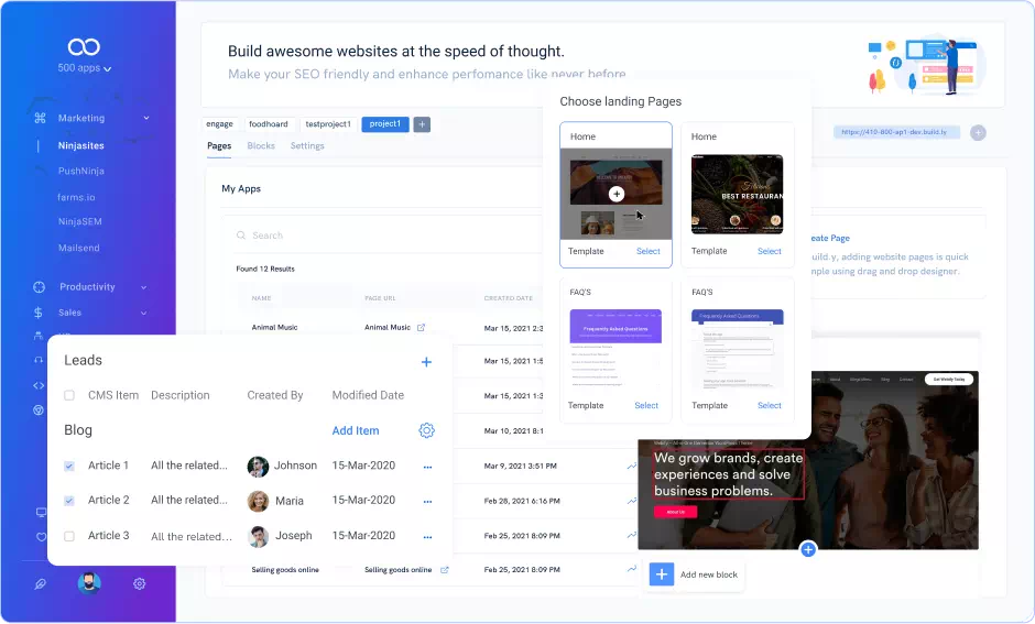 landing page creator leave note
